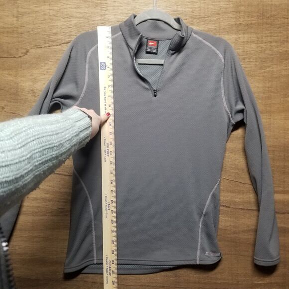 Nike Team Boys L Gray 1/4 Zip Mock Neck Shirt Jacket Lightweight Running XC Golf - Picture 11 of 11